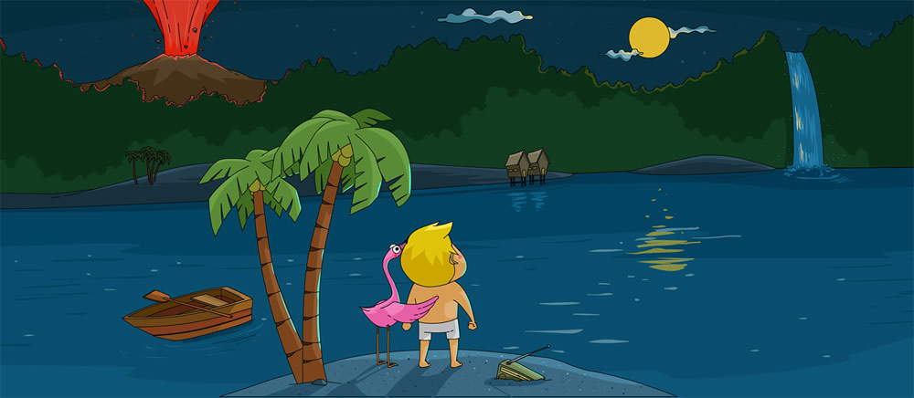 Surfer boy and Flamingo